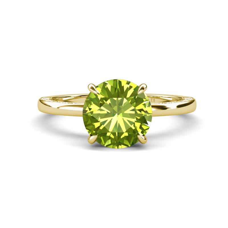 Lucia 1.96 ctw Peridot (8 mm) Hidden Halo accented Natural Diamond Engagement Ring  