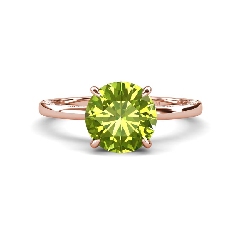 Lucia 1.96 ctw Peridot (8 mm) Hidden Halo accented Natural Diamond Engagement Ring  