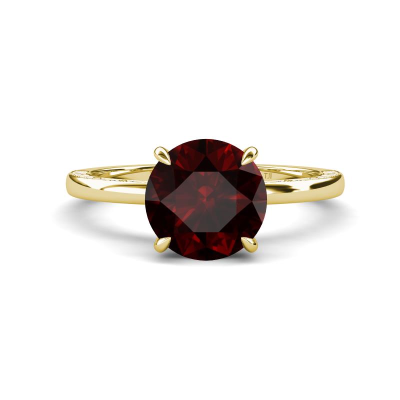 Lucia 2.41 ctw Red Garnet (8 mm) Hidden Halo accented Natural Diamond Engagement Ring  