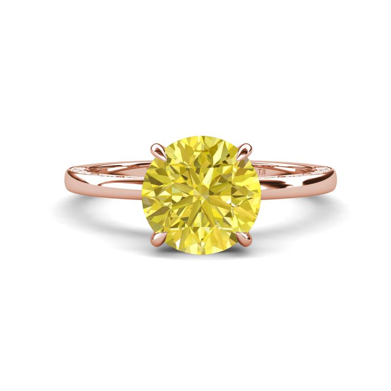 Lucia 2.16 ctw Yellow Diamond (8 mm) Hidden Halo accented Natural Diamond Engagement Ring  