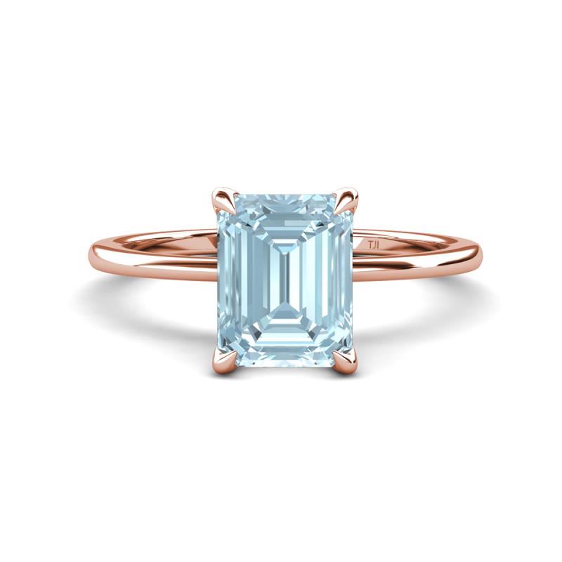 Morgan 2.15 ctw Center Aquamarine Emerald Shape with Prong Studded Natural Diamond Solitaire Plus Engagement Ring 