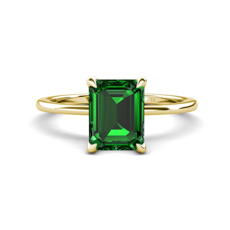 Morgan 2.05 ctw Center Created Emerald with Prong Studded Natural Diamond Solitaire Plus Engagement Ring 