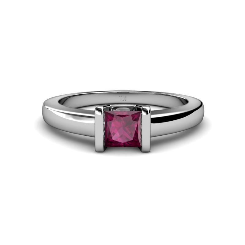 Izna Princess Cut Rhodolite Garnet Solitaire Engagement Ring 