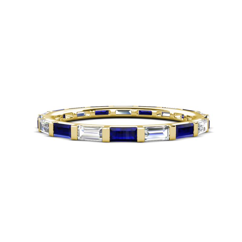 Elise 1.08 ctw Baguette Shape Blue Sapphire and Lab Grown Diamond Comfort Fit Eternity Band 