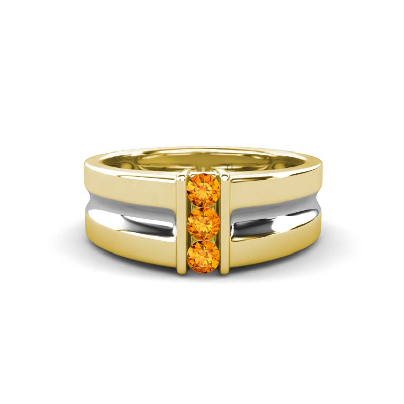 Xavier 0.21 ctw Citrine Three Stone High Polished Men Wedding Band (8.50 mm) 