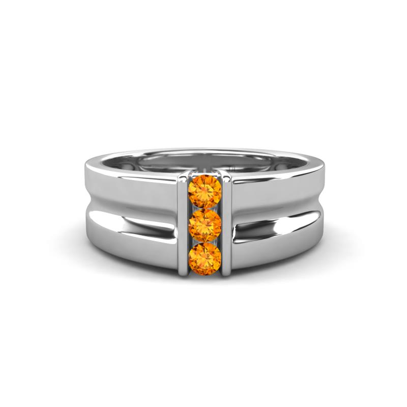 Xavier 0.21 ctw Citrine Three Stone High Polished Men Wedding Band (8.50 mm) 