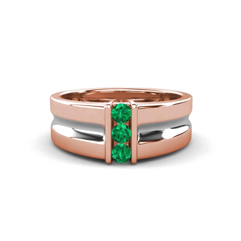 Xavier 0.21 ctw Emerald Three Stone High Polished Men Wedding Band (8.50 mm) 