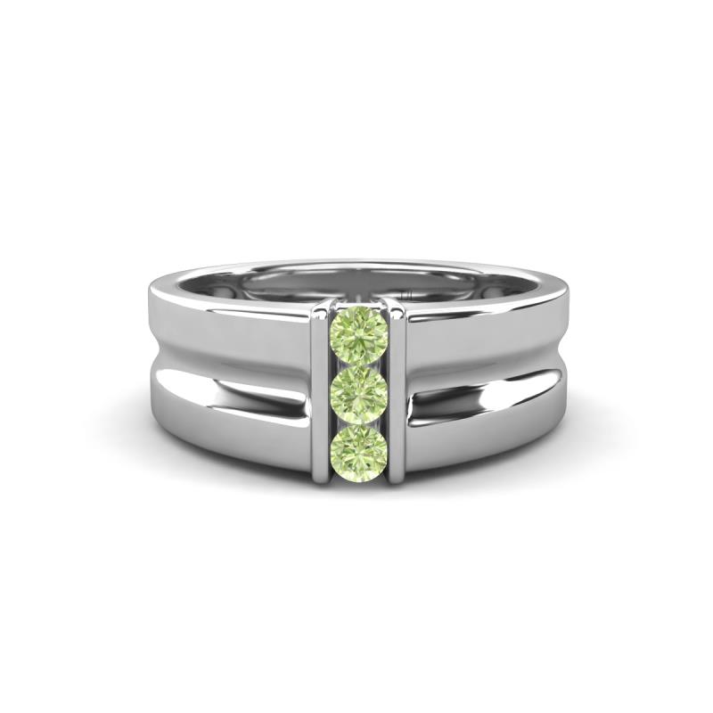 Xavier 0.28 ctw Peridot Three Stone High Polished Men Wedding Band (8.50 mm) 