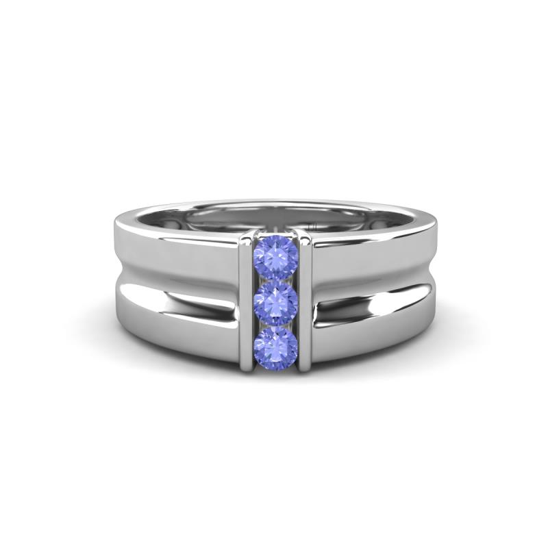 Xavier 0.24 ctw Tanzanite Three Stone High Polished Men Wedding Band (8.50 mm) 