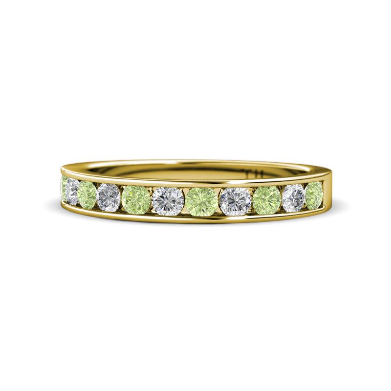 Kathiryn 3.00 mm Peridot and Diamond 11 Stone Wedding Band 