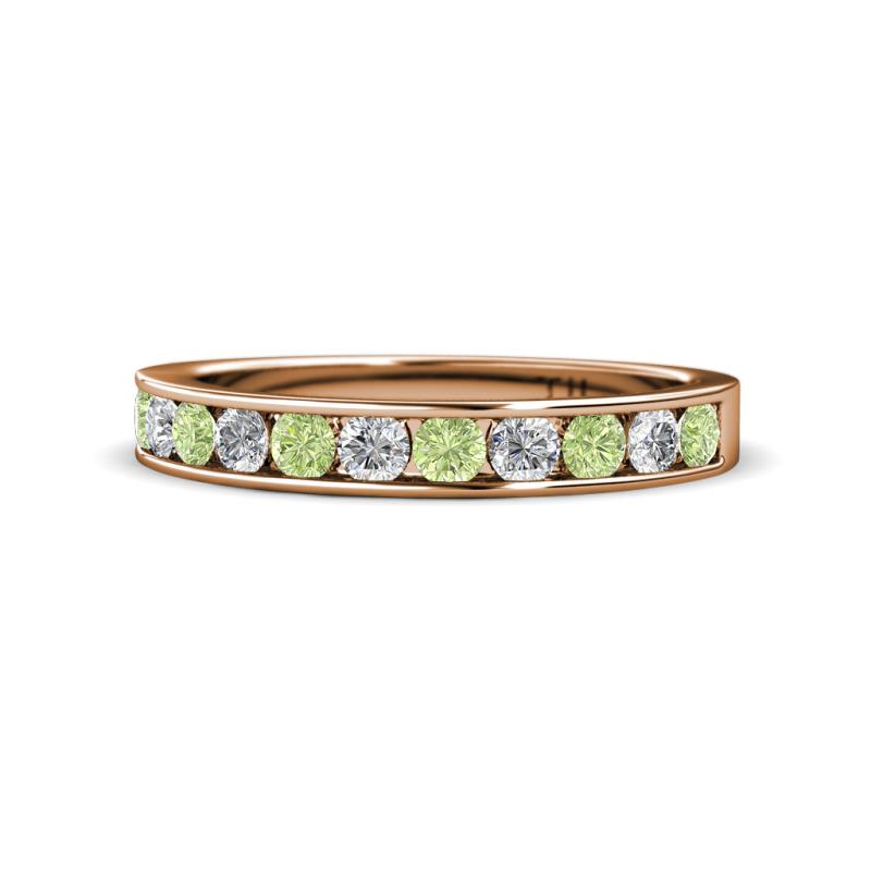 Kathiryn 3.00 mm Peridot and Lab Grown Diamond 11 Stone Wedding Band 