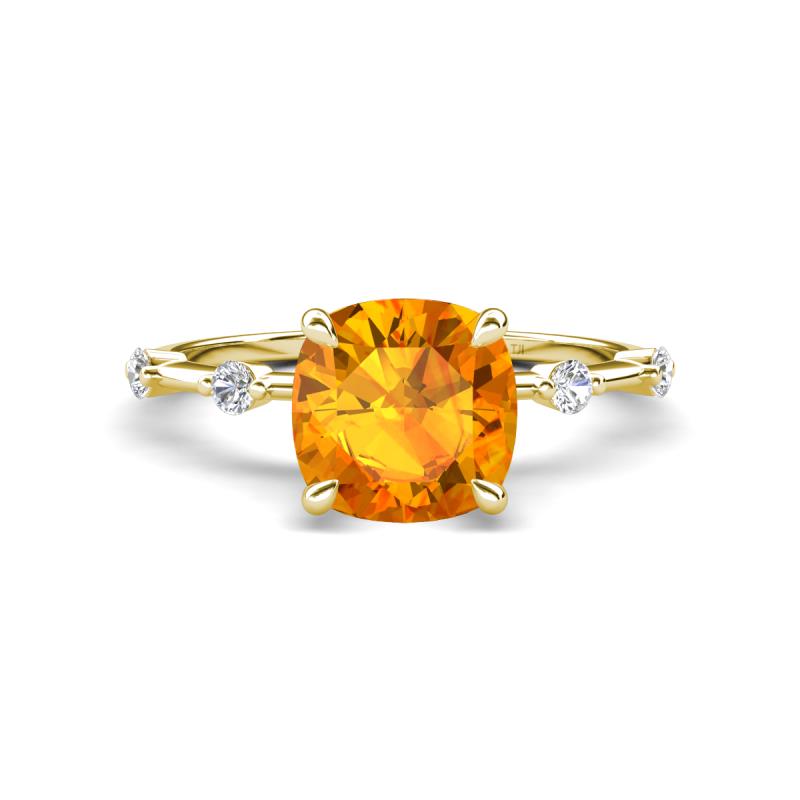 Nuria 1.46 ctw Cushion Shape Citrine (7.00 mm) accented Natural Diamonds Engagement Ring 