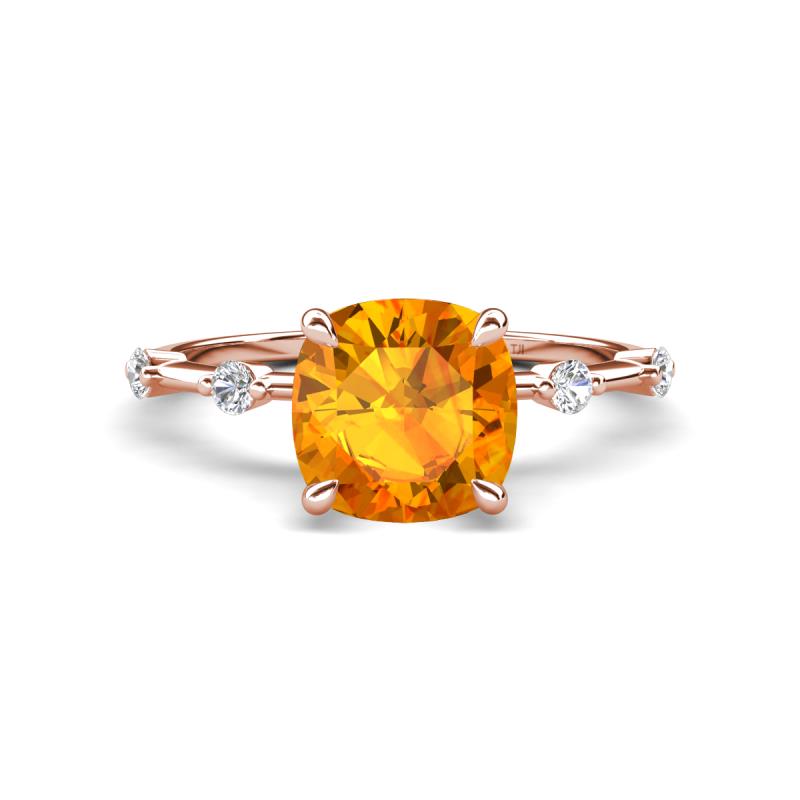 Nuria 1.46 ctw Cushion Shape Citrine (7.00 mm) accented Natural Diamonds Engagement Ring 