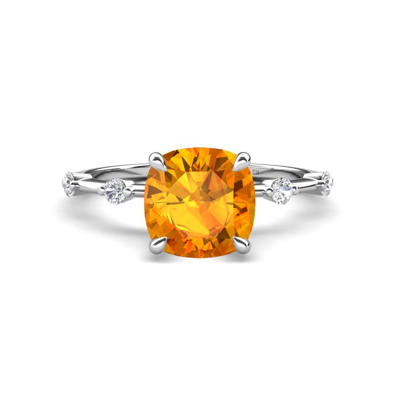 Nuria 1.46 ctw Cushion Shape Citrine (7.00 mm) accented Natural Diamonds Engagement Ring 