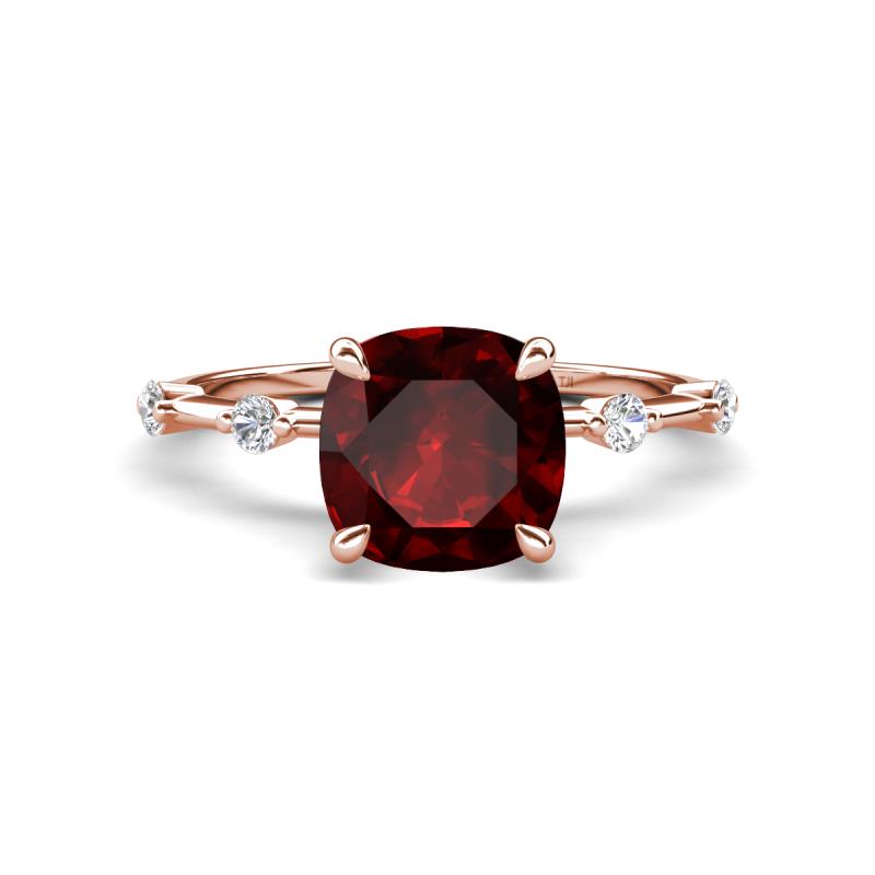 Nuria 1.84 ctw Cushion Shape Red Garnet (7.00 mm) accented Natural Diamonds Engagement Ring 