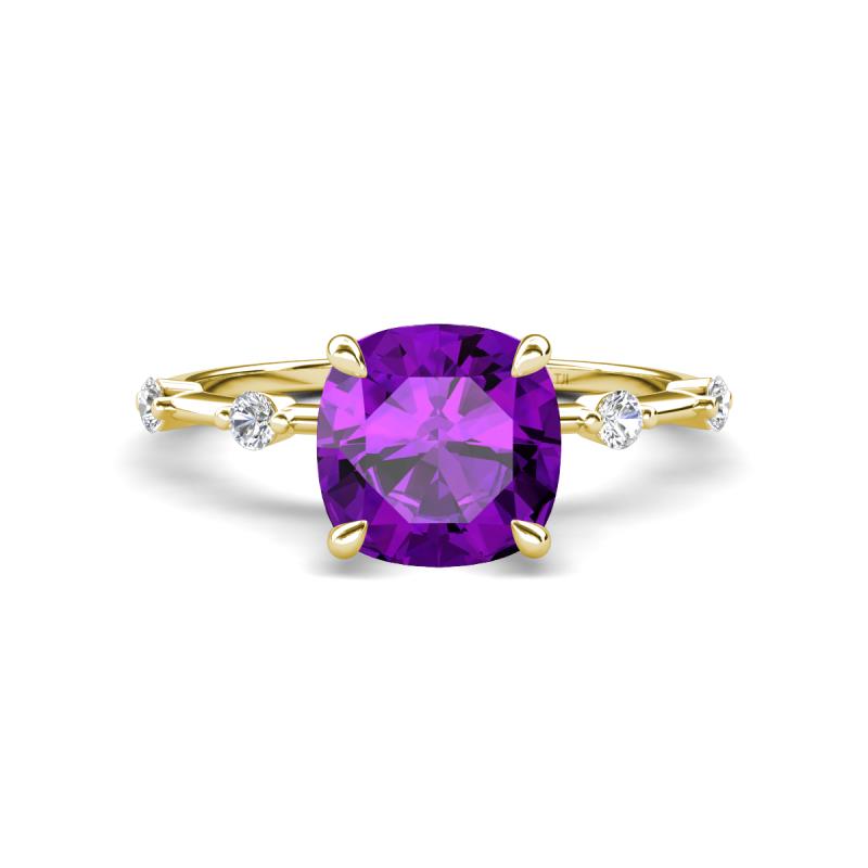 Nuria 2.11 ctw Cushion Shape Amethyst (8.00 mm) accented Natural Diamonds Engagement Ring 