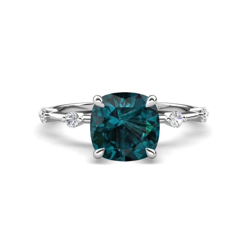 Nuria 2.91 ctw Cushion Shape London Blue Topaz (8.00 mm) accented Natural Diamonds Engagement Ring 