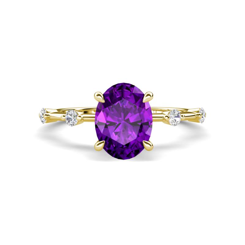 Nuria 2.11 ctw Oval Shape Amethyst (9X7 mm) accented Natural Diamonds Engagement Ring 