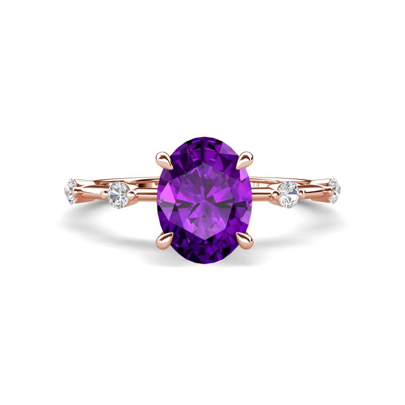 Nuria 2.11 ctw Oval Shape Amethyst (9X7 mm) accented Natural Diamonds Engagement Ring 