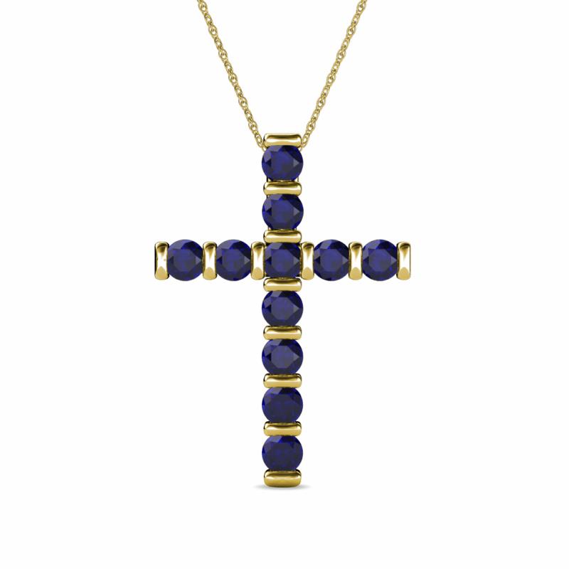 Amen Blue Sapphire Cross Pendant 