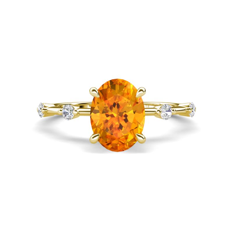 Nuria 1.81 ctw Oval Shape Citrine (9X7 mm) accented Natural Diamonds Engagement Ring 