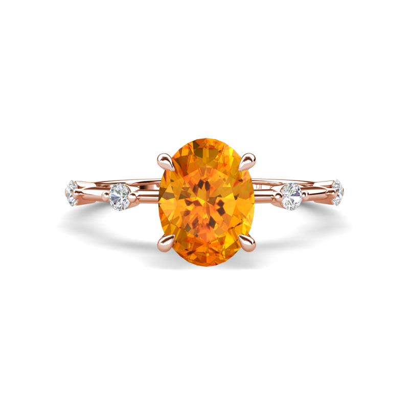 Nuria 1.81 ctw Oval Shape Citrine (9X7 mm) accented Natural Diamonds Engagement Ring 