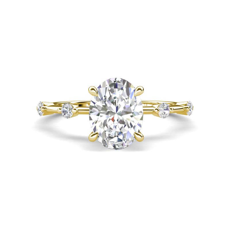 Nuria 2.01 ctw Oval Shape Moissanite (9X7 mm) accented Natural Diamonds Engagement Ring 