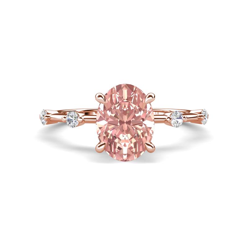 Nuria 1.76 ctw Oval Shape Morganite (9X7 mm) accented Natural Diamonds Engagement Ring 