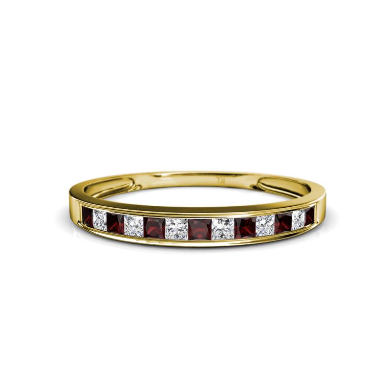 Aqilia 0.75 ctw Red Garnet and Lab Grown Diamond 2.00 mm Wedding Band 