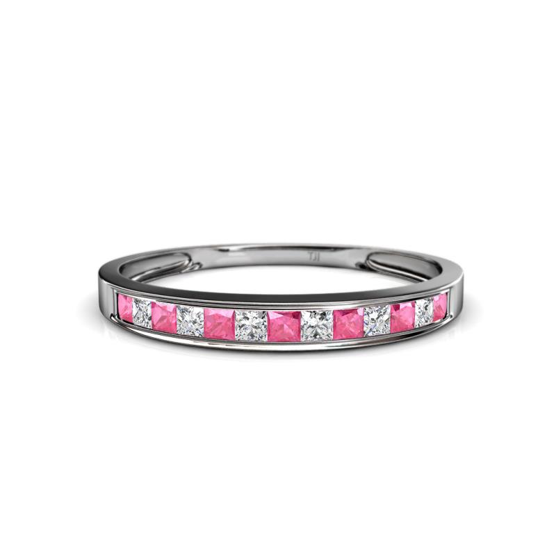 Aqilia 0.71 ctw Pink Tourmaline and Lab Grown Diamond 2.00 mm Wedding Band 