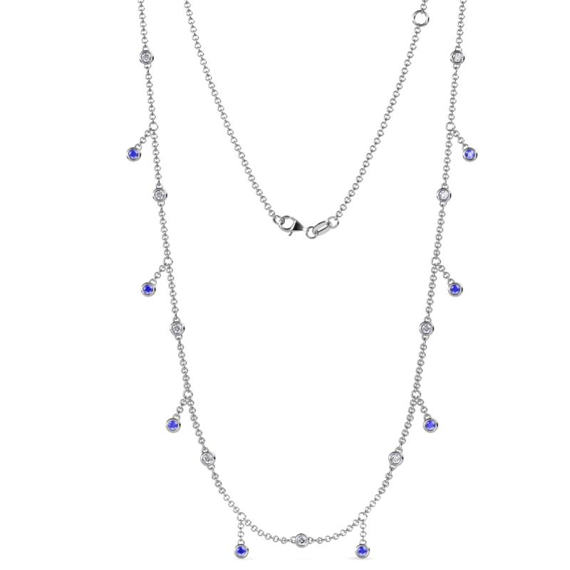 Belina 0.49 ctw (17 Stn/2mm) Round Tanzanite and Lab Grown Diamond Drop Station Necklace 