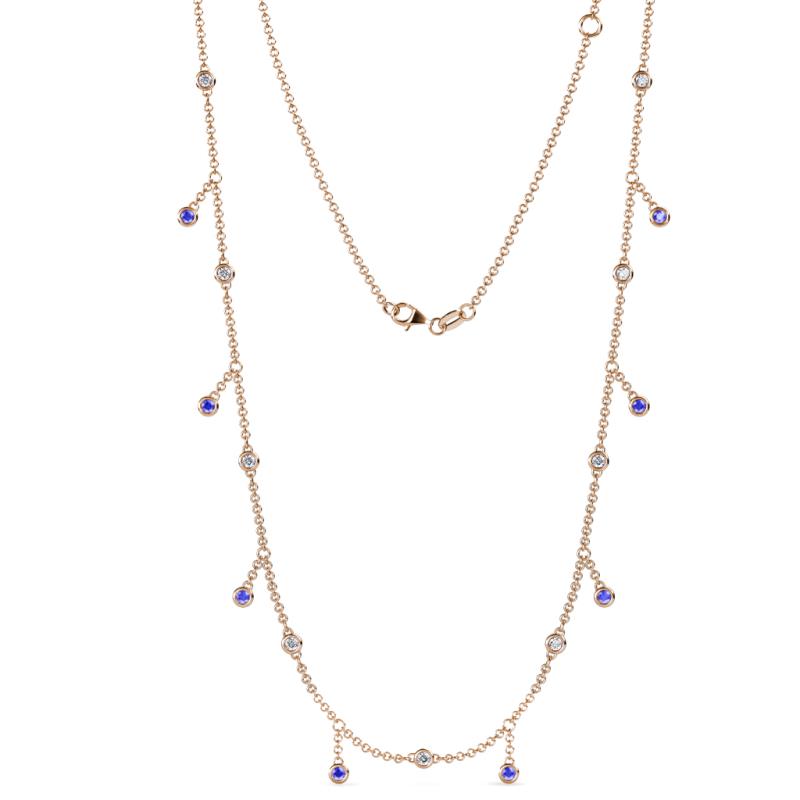 Belina 0.49 ctw (17 Stn/2mm) Round Tanzanite and Lab Grown Diamond Drop Station Necklace 