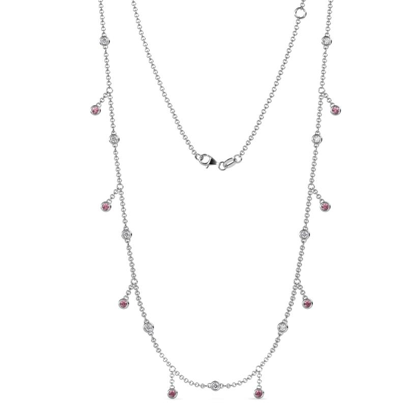 Belina 0.45 ctw (17 Stn/2mm) Round Pink Tourmaline and Lab Grown Diamond Drop Station Necklace 