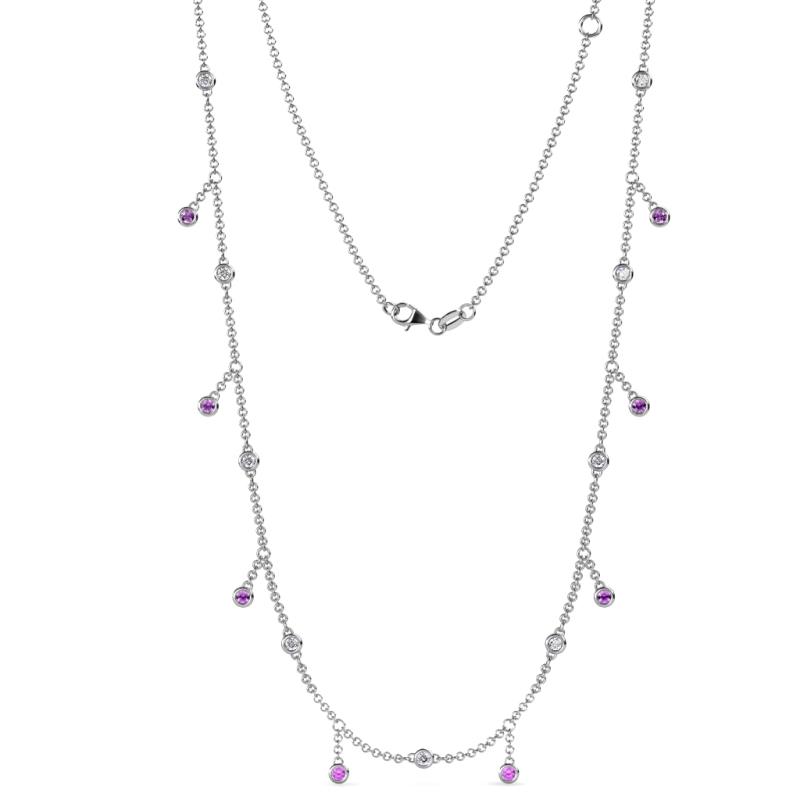 Belina 0.45 ctw (17 Stn/2mm) Round Amethyst and Lab Grown Diamond Drop Station Necklace 