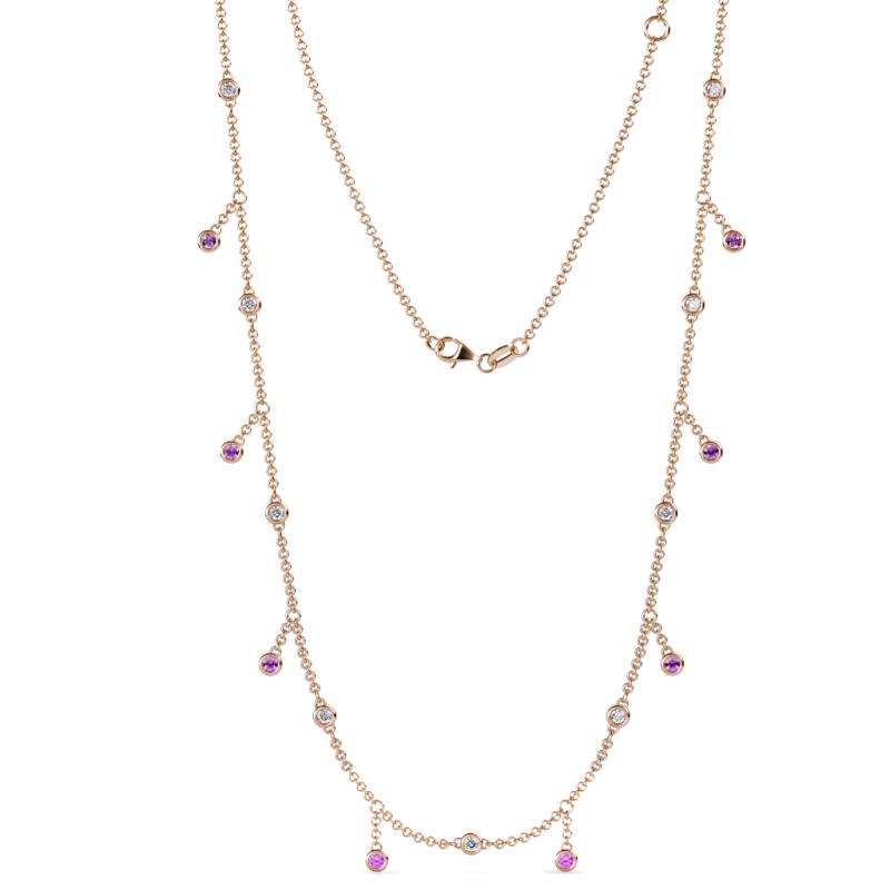 Belina 0.45 ctw (17 Stn/2mm) Round Amethyst and Lab Grown Diamond Drop Station Necklace 