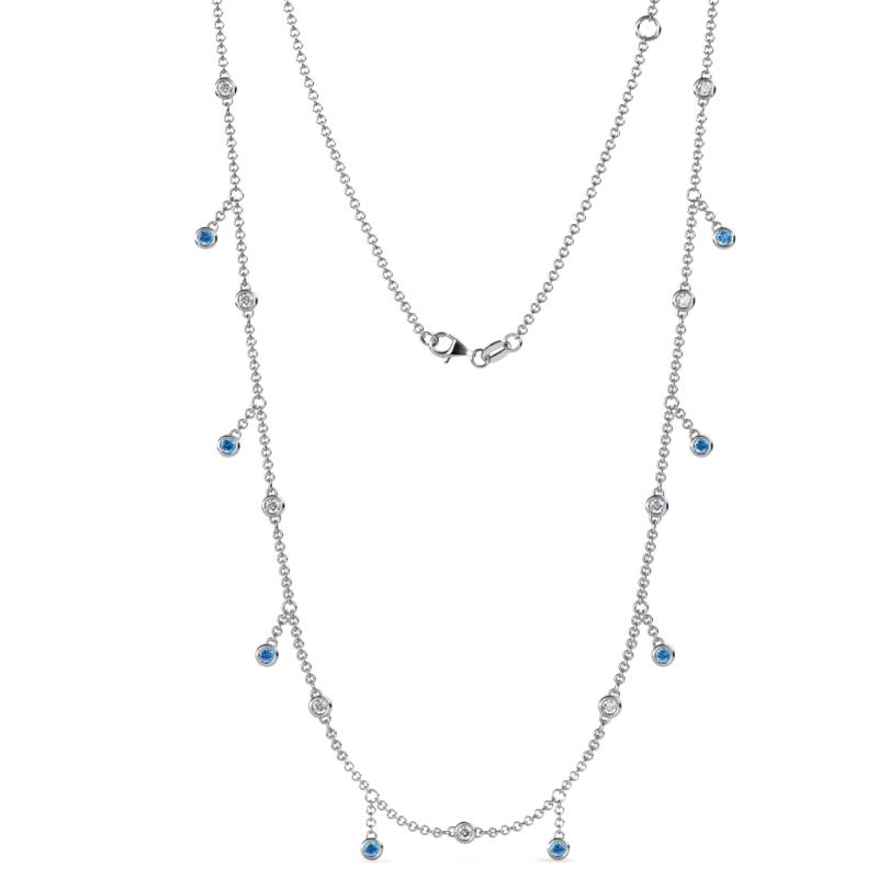 Belina 0.47 ctw (17 Stn/2mm) Round Blue Topaz and Lab Grown Diamond Drop Station Necklace 