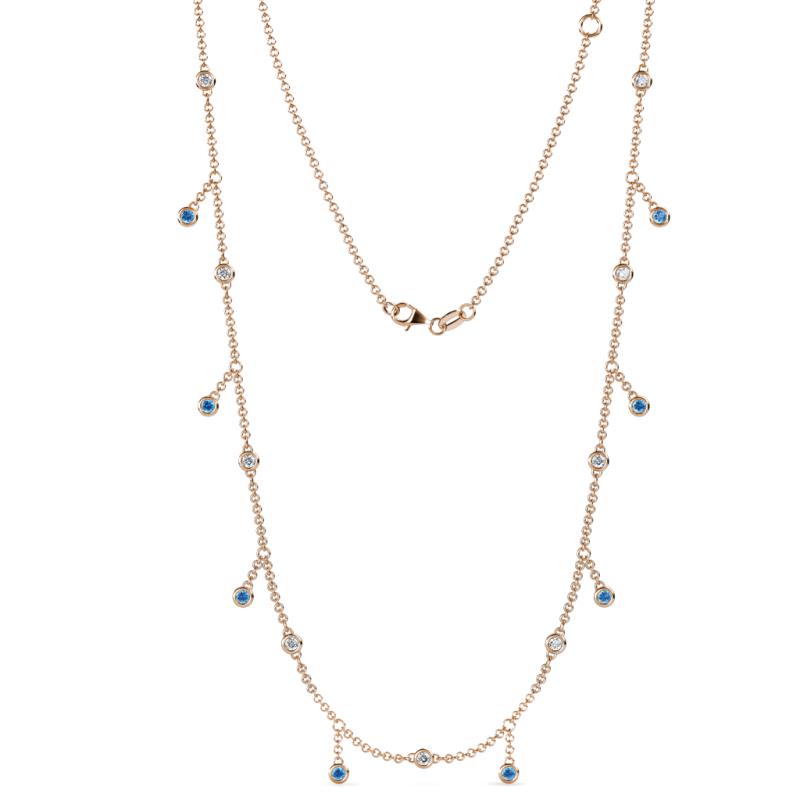 Belina 0.47 ctw (17 Stn/2mm) Round Blue Topaz and Lab Grown Diamond Drop Station Necklace 