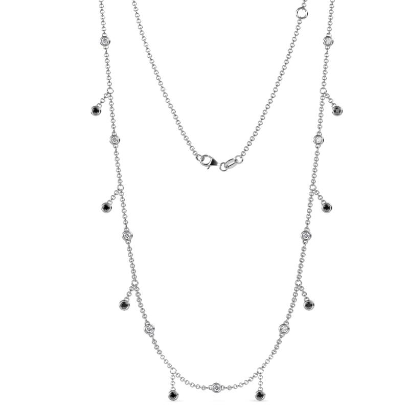 Belina 0.52 ctw (17 Stn/2mm) Round Black Diamond and Lab Grown Diamond Drop Station Necklace 