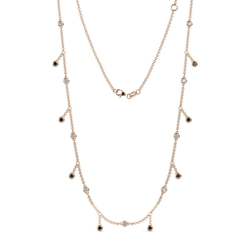 Belina 0.52 ctw (17 Stn/2mm) Round Black Diamond and Lab Grown Diamond Drop Station Necklace 