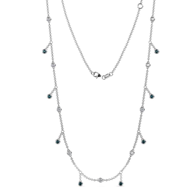 Belina 0.47 ctw (17 Stn/2mm) Round London Blue Topaz and Lab Grown Diamond Drop Station Necklace 