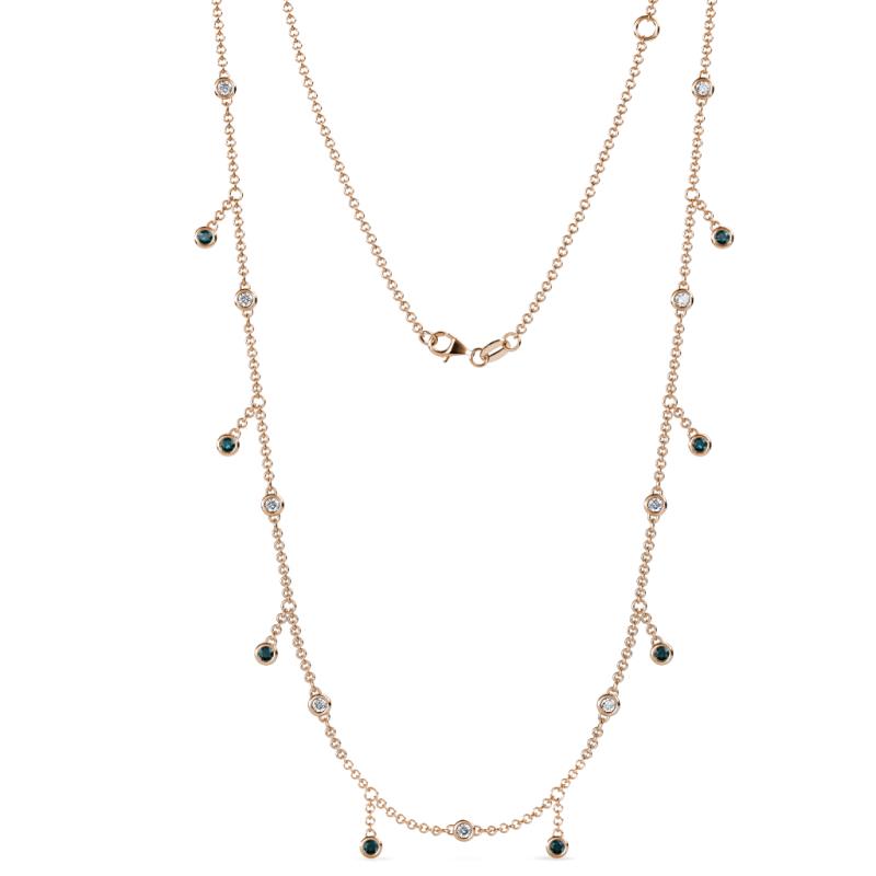 Belina 0.47 ctw (17 Stn/2mm) Round London Blue Topaz and Lab Grown Diamond Drop Station Necklace 