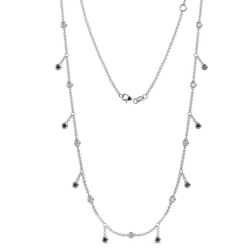 Belina 0.51 ctw (17 Stn/2mm) Round Blue Diamond and Lab Grown Diamond Drop Station Necklace 