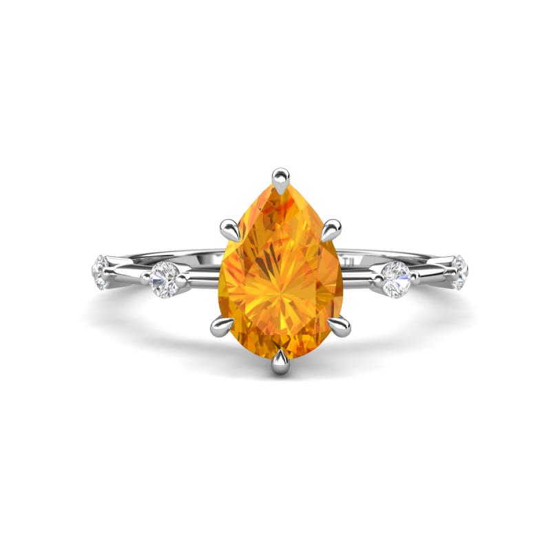 Nuria 1.31 ctw Pear Shape Citrine  (9X6 mm) accented Natural Diamonds Engagement Ring 