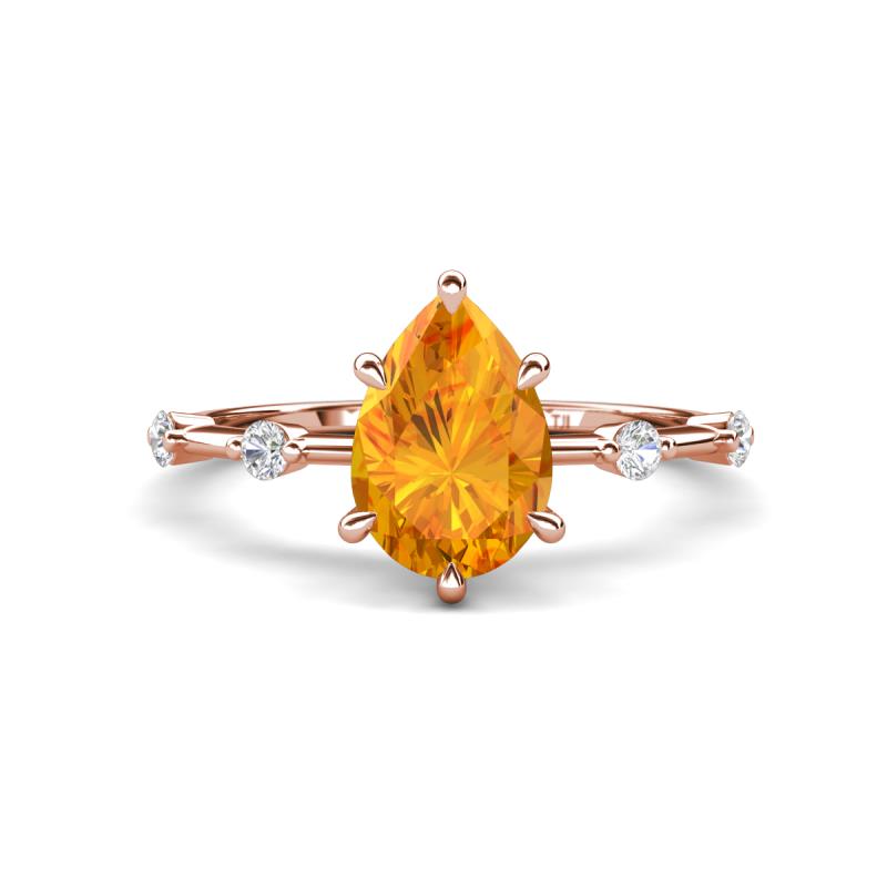 Nuria 1.31 ctw Pear Shape Citrine  (9X6 mm) accented Natural Diamonds Engagement Ring 