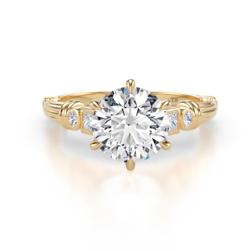 Iyana 2.18 ctw IGI Certified Lab Grown Diamond (8.00 mm) accented Natural Diamonds Engagement Ring 