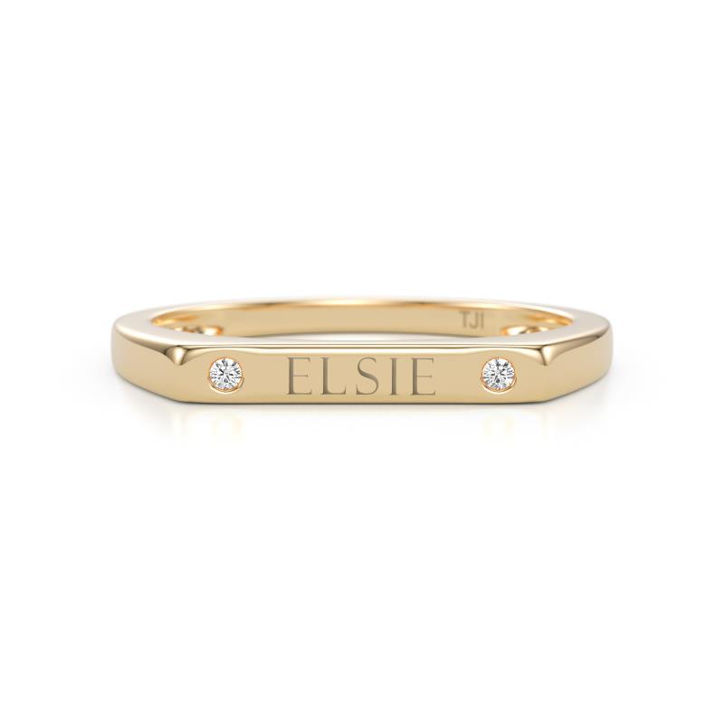 Signet Personalized Bar Ring accented with Natural Diamonds 