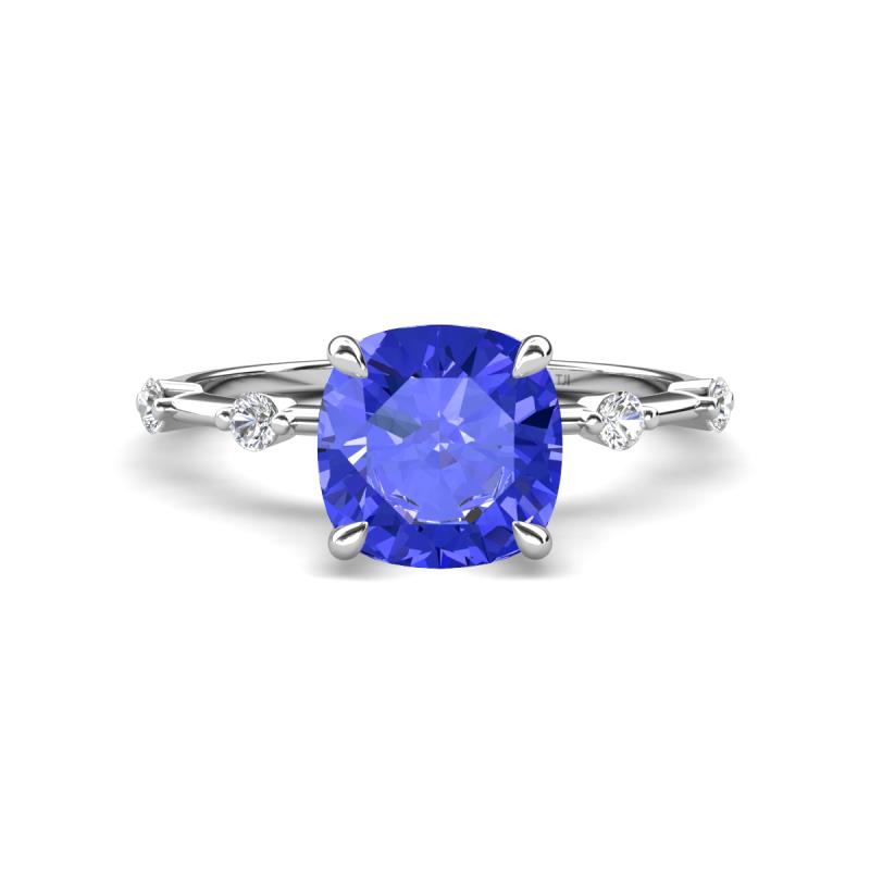 Nuria 1.91 ctw Cushion Shape Tanzanite (7.00 mm) accented Natural Diamonds Engagement Ring 