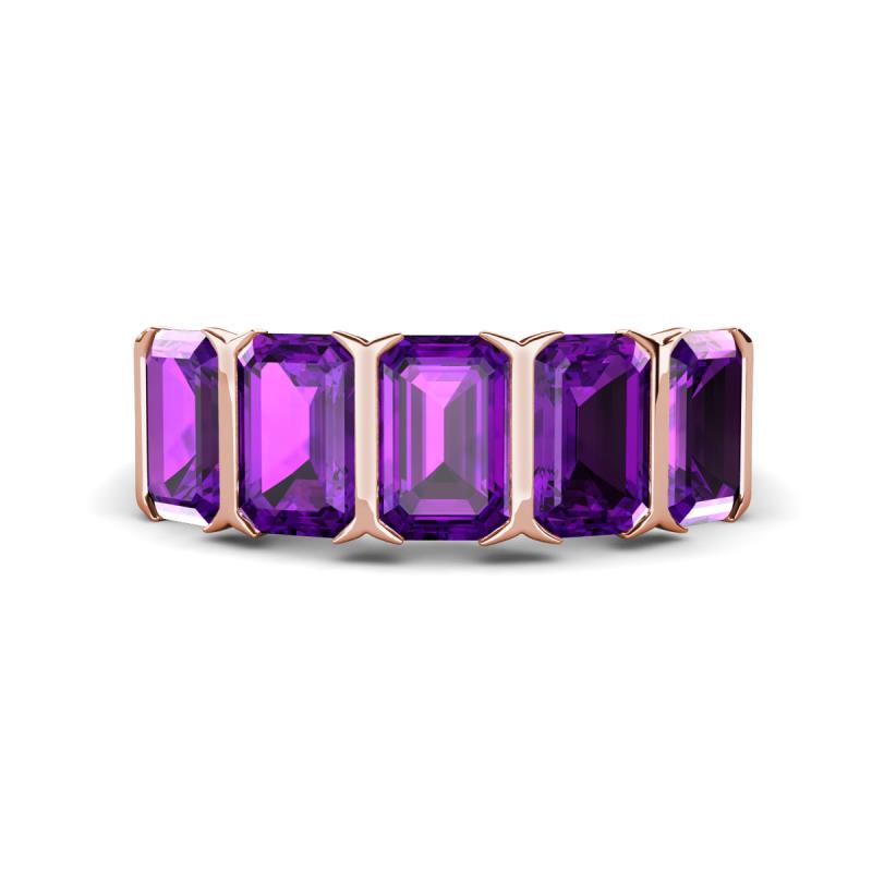 Brianna 3.00 ctw Emerald Shape Amethyst (6X4 mm) Five Stone Wedding Band 