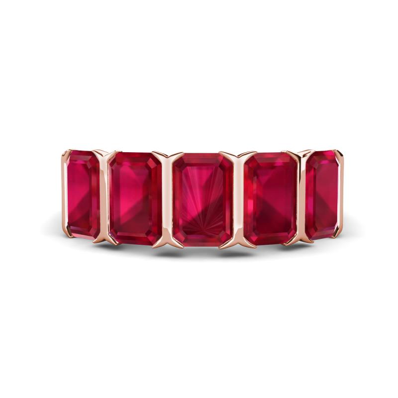 Brianna 3.00 ctw Emerald Shape Ruby (6X4 mm) Five Stone Wedding Band 