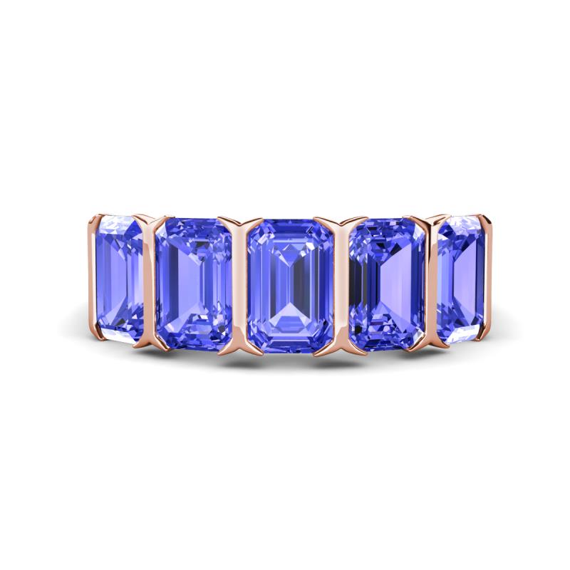 Brianna 3.00 ctw Emerald Shape Tanzanite (6X4 mm) Five Stone Wedding Band 